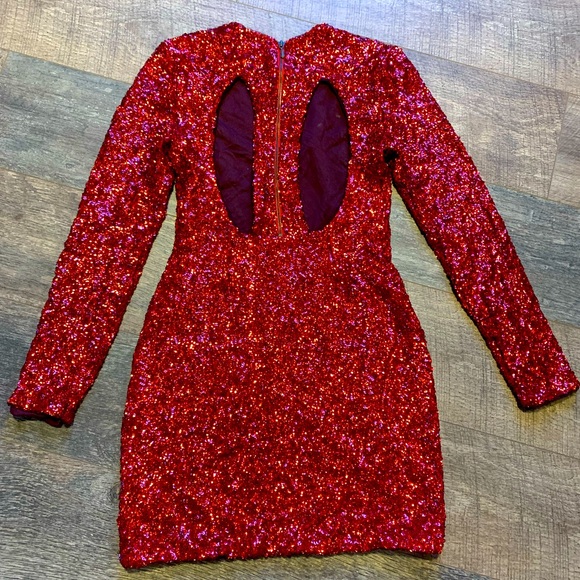 Red sequin long sleeve dress! - Picture 2 of 3